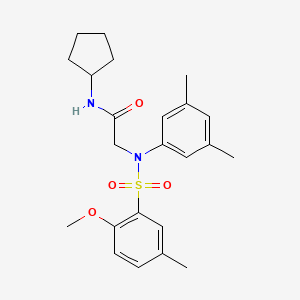 molecular formula C23H30N2O4S B3601325 N-cyclopentyl-2-(N-(2-methoxy-5-methylphenyl)sulfonyl-3,5-dimethylanilino)acetamide 