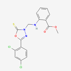 molecular formula C17H13Cl2N3O3S B3601334 METHYL 2-({[5-(2,4-DICHLOROPHENYL)-2-SULFANYLIDENE-2,3-DIHYDRO-1,3,4-OXADIAZOL-3-YL]METHYL}AMINO)BENZOATE 