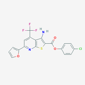 4-Chlorophenyl 3-amino-6-(2-furyl)-4-(trifluoromethyl)thieno[2,3-b]pyridine-2-carboxylate