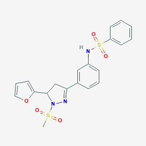 N-[3-[3-(furan-2-yl)-2-methylsulfonyl-3,4-dihydropyrazol-5-yl]phenyl]benzenesulfonamide