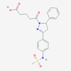 molecular formula C21H23N3O5S B360141 5-(3-{4-[(methylsulfonyl)amino]phenyl}-5-phenyl-4,5-dihydro-1H-pyrazol-1-yl)-5-oxopentanoic acid CAS No. 851718-46-2
