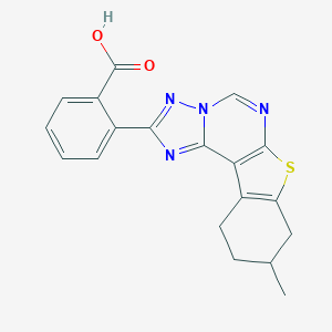 molecular formula C19H16N4O2S B360142 2-(9-Methyl-8,9,10,11-tetrahydro[1]benzothieno[3,2-e][1,2,4]triazolo[1,5-c]pyrimidin-2-yl)benzoic acid CAS No. 896079-94-0