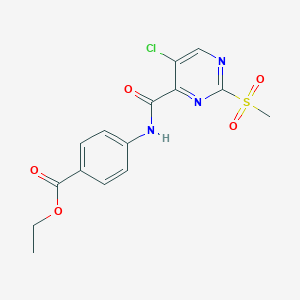 molecular formula C15H14ClN3O5S B360146 Ethyl 4-({[5-chloro-2-(methylsulfonyl)pyrimidin-4-yl]carbonyl}amino)benzoate CAS No. 880790-90-9