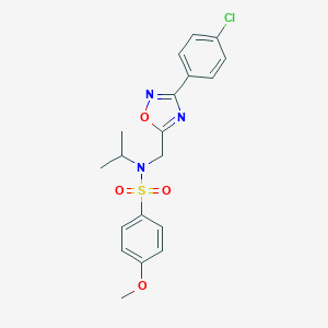 molecular formula C19H20ClN3O4S B360154 N-{[3-(4-chlorophenyl)-1,2,4-oxadiazol-5-yl]methyl}-N-isopropyl-4-methoxybenzenesulfonamide CAS No. 727364-29-6