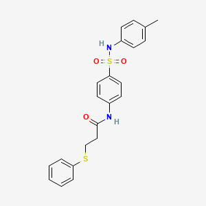 molecular formula C22H22N2O3S2 B3601769 N-{4-[(4-methylphenyl)sulfamoyl]phenyl}-3-(phenylsulfanyl)propanamide 