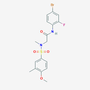 molecular formula C17H18BrFN2O4S B3601771 N-(4-bromo-2-fluorophenyl)-N~2~-[(4-methoxy-3-methylphenyl)sulfonyl]-N~2~-methylglycinamide 