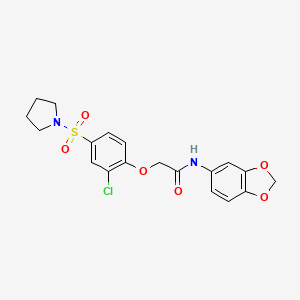 molecular formula C19H19ClN2O6S B3601841 N-1,3-benzodioxol-5-yl-2-[2-chloro-4-(1-pyrrolidinylsulfonyl)phenoxy]acetamide 