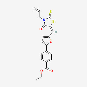 molecular formula C20H17NO4S2 B3601937 ETHYL 4-(5-{[(5E)-4-OXO-3-(PROP-2-EN-1-YL)-2-SULFANYLIDENE-1,3-THIAZOLIDIN-5-YLIDENE]METHYL}FURAN-2-YL)BENZOATE 