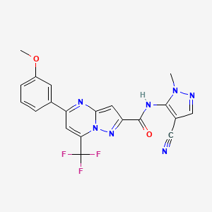molecular formula C20H14F3N7O2 B3601938 N-(4-cyano-2-methylpyrazol-3-yl)-5-(3-methoxyphenyl)-7-(trifluoromethyl)pyrazolo[1,5-a]pyrimidine-2-carboxamide 