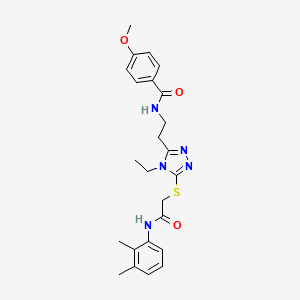 molecular formula C24H29N5O3S B3602016 N-{2-[5-({2-[(2,3-dimethylphenyl)amino]-2-oxoethyl}sulfanyl)-4-ethyl-4H-1,2,4-triazol-3-yl]ethyl}-4-methoxybenzamide 