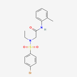 molecular formula C17H19BrN2O3S B3602053 N~2~-[(4-bromophenyl)sulfonyl]-N~2~-ethyl-N-(2-methylphenyl)glycinamide 