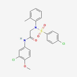 molecular formula C22H20Cl2N2O4S B3602068 N~1~-(3-chloro-4-methoxyphenyl)-N~2~-[(4-chlorophenyl)sulfonyl]-N~2~-(2-methylphenyl)glycinamide 
