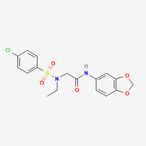 molecular formula C17H17ClN2O5S B3602131 N-1,3-benzodioxol-5-yl-N~2~-[(4-chlorophenyl)sulfonyl]-N~2~-ethylglycinamide 
