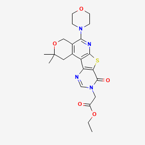 molecular formula C22H26N4O5S B3602142 ethyl 2-(4,4-dimethyl-8-morpholin-4-yl-13-oxo-5-oxa-11-thia-9,14,16-triazatetracyclo[8.7.0.02,7.012,17]heptadeca-1(10),2(7),8,12(17),15-pentaen-14-yl)acetate 