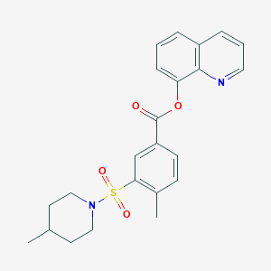 molecular formula C23H24N2O4S B3602209 Quinolin-8-yl 4-methyl-3-[(4-methylpiperidin-1-yl)sulfonyl]benzoate 