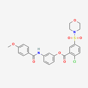 molecular formula C25H23ClN2O7S B3602283 3-(4-METHOXYBENZAMIDO)PHENYL 2-CHLORO-5-(MORPHOLINE-4-SULFONYL)BENZOATE 