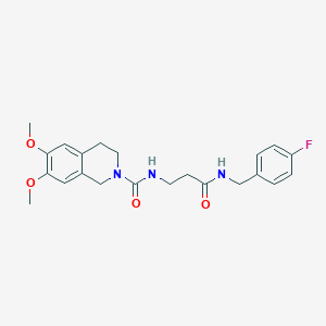 molecular formula C22H26FN3O4 B360231 N-{3-[(4-fluorobenzyl)amino]-3-oxopropyl}-6,7-dimethoxy-3,4-dihydroisoquinoline-2(1H)-carboxamide CAS No. 919740-30-0