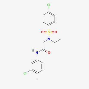 molecular formula C17H18Cl2N2O3S B3602356 N-(3-chloro-4-methylphenyl)-N~2~-[(4-chlorophenyl)sulfonyl]-N~2~-ethylglycinamide 