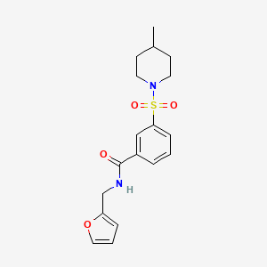 molecular formula C18H22N2O4S B3602442 N-[(FURAN-2-YL)METHYL]-3-[(4-METHYLPIPERIDIN-1-YL)SULFONYL]BENZAMIDE 