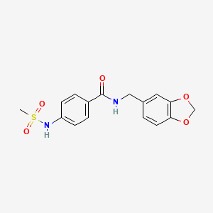 molecular formula C16H16N2O5S B3602479 N-(1,3-benzodioxol-5-ylmethyl)-4-[(methylsulfonyl)amino]benzamide 