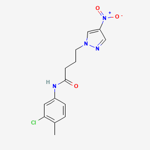 molecular formula C14H15ClN4O3 B3602652 N-(3-chloro-4-methylphenyl)-4-(4-nitropyrazol-1-yl)butanamide 