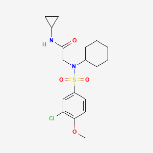 molecular formula C18H25ClN2O4S B3602658 2-(N-CYCLOHEXYL3-CHLORO-4-METHOXYBENZENESULFONAMIDO)-N-CYCLOPROPYLACETAMIDE 