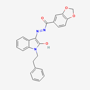 molecular formula C24H19N3O4 B3602692 N-[2-hydroxy-1-(2-phenylethyl)indol-3-yl]imino-1,3-benzodioxole-5-carboxamide 