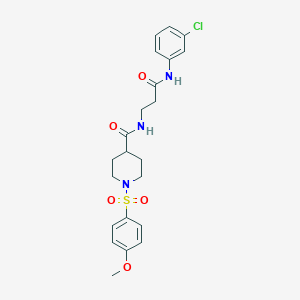 molecular formula C22H26ClN3O5S B360280 N-{3-[(3-chlorophenyl)amino]-3-oxopropyl}-1-[(4-methoxyphenyl)sulfonyl]piperidine-4-carboxamide CAS No. 903585-27-3