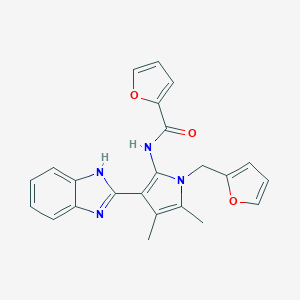 molecular formula C23H20N4O3 B360289 N-[3-(1H-benzimidazol-2-yl)-1-(2-furylmethyl)-4,5-dimethyl-1H-pyrrol-2-yl]-2-furamide CAS No. 903869-30-7