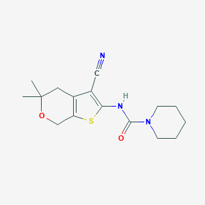 molecular formula C16H21N3O2S B360292 N-(3-cyano-5,5-dimethyl-4,7-dihydro-5H-thieno[2,3-c]pyran-2-yl)-1-piperidinecarboxamide CAS No. 903197-50-2