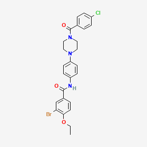 molecular formula C26H25BrClN3O3 B3603487 3-bromo-N-{4-[4-(4-chlorobenzoyl)-1-piperazinyl]phenyl}-4-ethoxybenzamide 