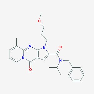 molecular formula C26H30N4O3 B360373 N-benzyl-6-(3-methoxypropyl)-10-methyl-2-oxo-N-(propan-2-yl)-1,6,8-triazatricyclo[7.4.0.0^{3,7}]trideca-3(7),4,8,10,12-pentaene-5-carboxamide CAS No. 900278-05-9