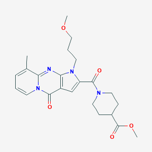 molecular formula C23H28N4O5 B360389 methyl 1-[6-(3-methoxypropyl)-10-methyl-2-oxo-1,6,8-triazatricyclo[7.4.0.0^{3,7}]trideca-3(7),4,8,10,12-pentaene-5-carbonyl]piperidine-4-carboxylate CAS No. 900887-12-9