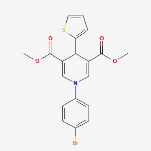 molecular formula C19H16BrNO4S B3603915 dimethyl 1-(4-bromophenyl)-4-(2-thienyl)-1,4-dihydro-3,5-pyridinedicarboxylate 