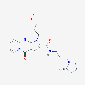 molecular formula C22H27N5O4 B360402 1-(3-methoxypropyl)-4-oxo-N-(3-(2-oxopyrrolidin-1-yl)propyl)-1,4-dihydropyrido[1,2-a]pyrrolo[2,3-d]pyrimidine-2-carboxamide CAS No. 900899-49-2