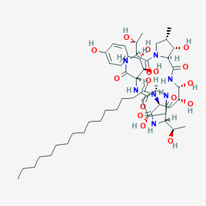 N-[(3S,6S,9S,11R,15S,18S,20R,21R,24S,25S,26S)-6-[(1S,2S)-1,2-Dihydroxy-2-(4-hydroxyphenyl)ethyl]-11,20,21,25-tetrahydroxy-3,15-bis[(1R)-1-hydroxyethyl]-26-methyl-2,5,8,14,17,23-hexaoxo-1,4,7,13,16,22-hexazatricyclo[22.3.0.09,13]heptacosan-18-yl]hexadecanamide