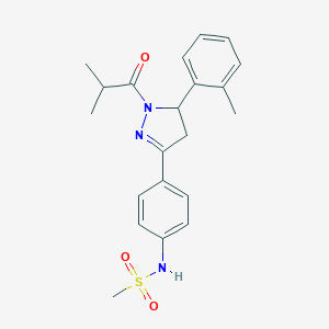 molecular formula C21H25N3O3S B360430 N-[4-[3-(2-methylphenyl)-2-(2-methylpropanoyl)-3,4-dihydropyrazol-5-yl]phenyl]methanesulfonamide CAS No. 851718-13-3
