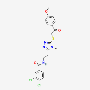 molecular formula C21H20Cl2N4O3S B3604308 3,4-dichloro-N-[2-(5-{[2-(4-methoxyphenyl)-2-oxoethyl]sulfanyl}-4-methyl-4H-1,2,4-triazol-3-yl)ethyl]benzamide 