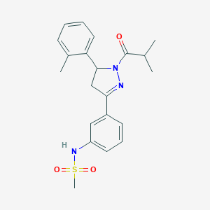 molecular formula C21H25N3O3S B360431 N-{3-[5-(2-methylphenyl)-1-(2-methylpropanoyl)-4,5-dihydro-1H-pyrazol-3-yl]phenyl}methanesulfonamide CAS No. 851719-26-1