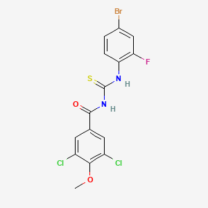 molecular formula C15H10BrCl2FN2O2S B3604317 N-{[(4-bromo-2-fluorophenyl)amino]carbonothioyl}-3,5-dichloro-4-methoxybenzamide 