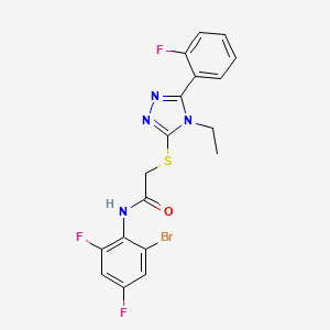 molecular formula C18H14BrF3N4OS B3604443 N-(2-bromo-4,6-difluorophenyl)-2-{[4-ethyl-5-(2-fluorophenyl)-4H-1,2,4-triazol-3-yl]sulfanyl}acetamide 