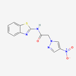 molecular formula C12H9N5O3S B3604685 N-(13-BENZOTHIAZOL-2-YL)-2-(4-NITRO-1H-PYRAZOL-1-YL)ACETAMIDE 