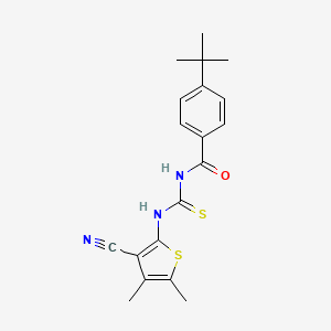 molecular formula C19H21N3OS2 B3604723 4-tert-butyl-N-{[(3-cyano-4,5-dimethyl-2-thienyl)amino]carbonothioyl}benzamide 
