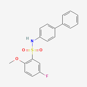 molecular formula C19H16FNO3S B3604764 N-{[1,1'-BIPHENYL]-4-YL}-5-FLUORO-2-METHOXYBENZENE-1-SULFONAMIDE 