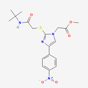 molecular formula C18H22N4O5S B3604771 METHYL 2-(2-{[(TERT-BUTYLCARBAMOYL)METHYL]SULFANYL}-4-(4-NITROPHENYL)-1H-IMIDAZOL-1-YL)ACETATE 