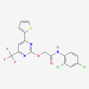 molecular formula C17H10Cl2F3N3O2S B3604954 N-(2,4-dichlorophenyl)-2-{[4-(thiophen-2-yl)-6-(trifluoromethyl)pyrimidin-2-yl]oxy}acetamide CAS No. 725693-85-6