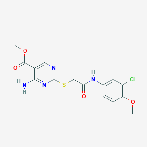 molecular formula C16H17ClN4O4S B3604975 ETHYL 4-AMINO-2-({[(3-CHLORO-4-METHOXYPHENYL)CARBAMOYL]METHYL}SULFANYL)PYRIMIDINE-5-CARBOXYLATE 