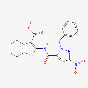 molecular formula C21H20N4O5S B3604998 methyl 2-{[(1-benzyl-3-nitro-1H-pyrazol-5-yl)carbonyl]amino}-4,5,6,7-tetrahydro-1-benzothiophene-3-carboxylate 