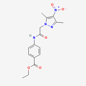 molecular formula C16H18N4O5 B3605011 Ethyl 4-[[2-(3,5-dimethyl-4-nitropyrazol-1-yl)acetyl]amino]benzoate 