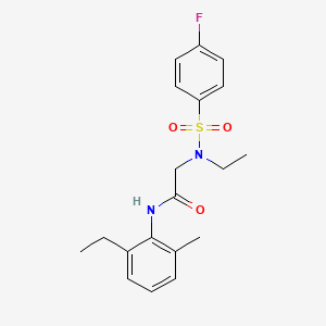 molecular formula C19H23FN2O3S B3605048 N~2~-ethyl-N-(2-ethyl-6-methylphenyl)-N~2~-[(4-fluorophenyl)sulfonyl]glycinamide 